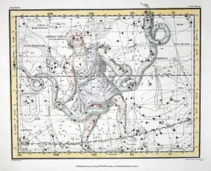 Les constellations (Planche IX) Ophiuchus, ou Serpentarius, et Serpens, de 